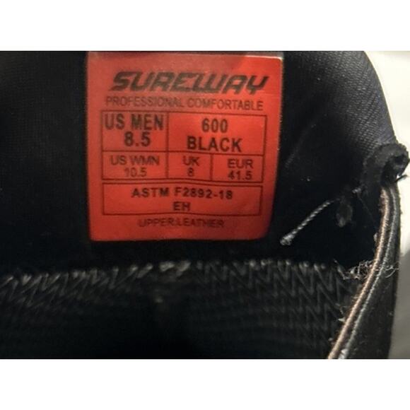 Sureway Boots Men’s Size 8.5 Black Leather Pull On Work Boots Ankle Non Slip - Picture 6 of 9